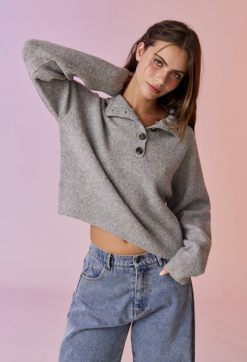 Lydia Half Button Sweater