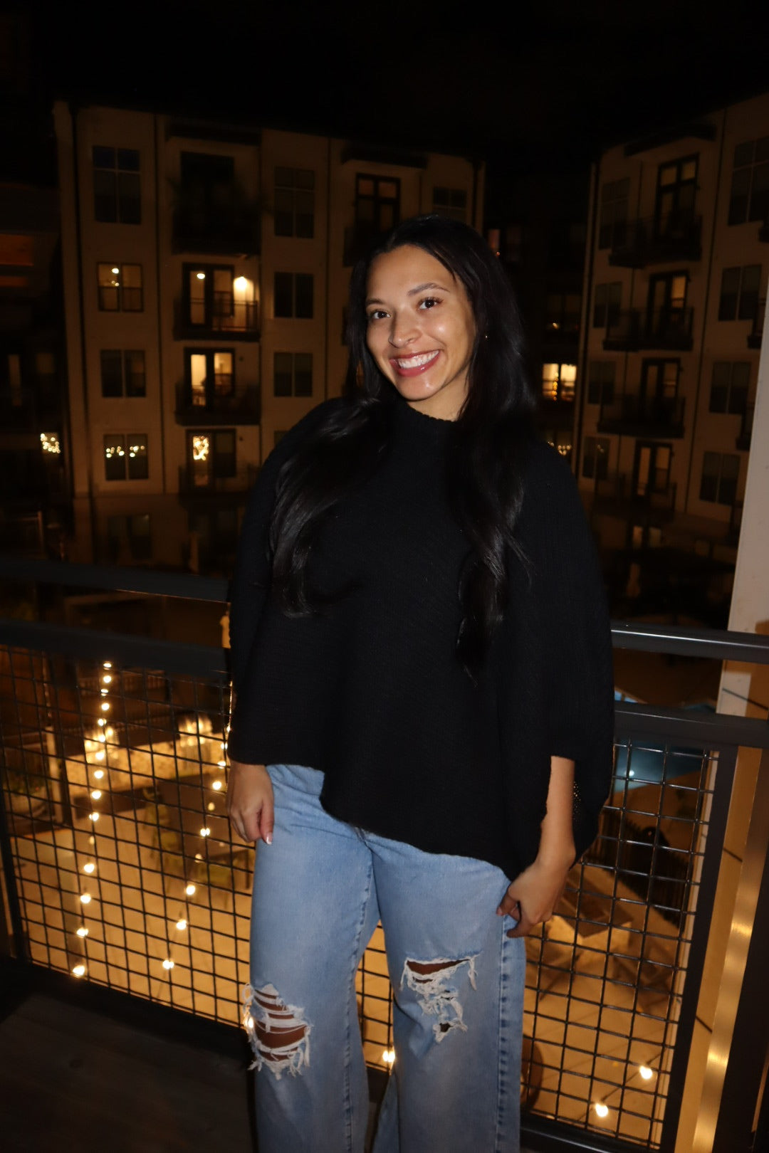 Ariana Black Poncho Top