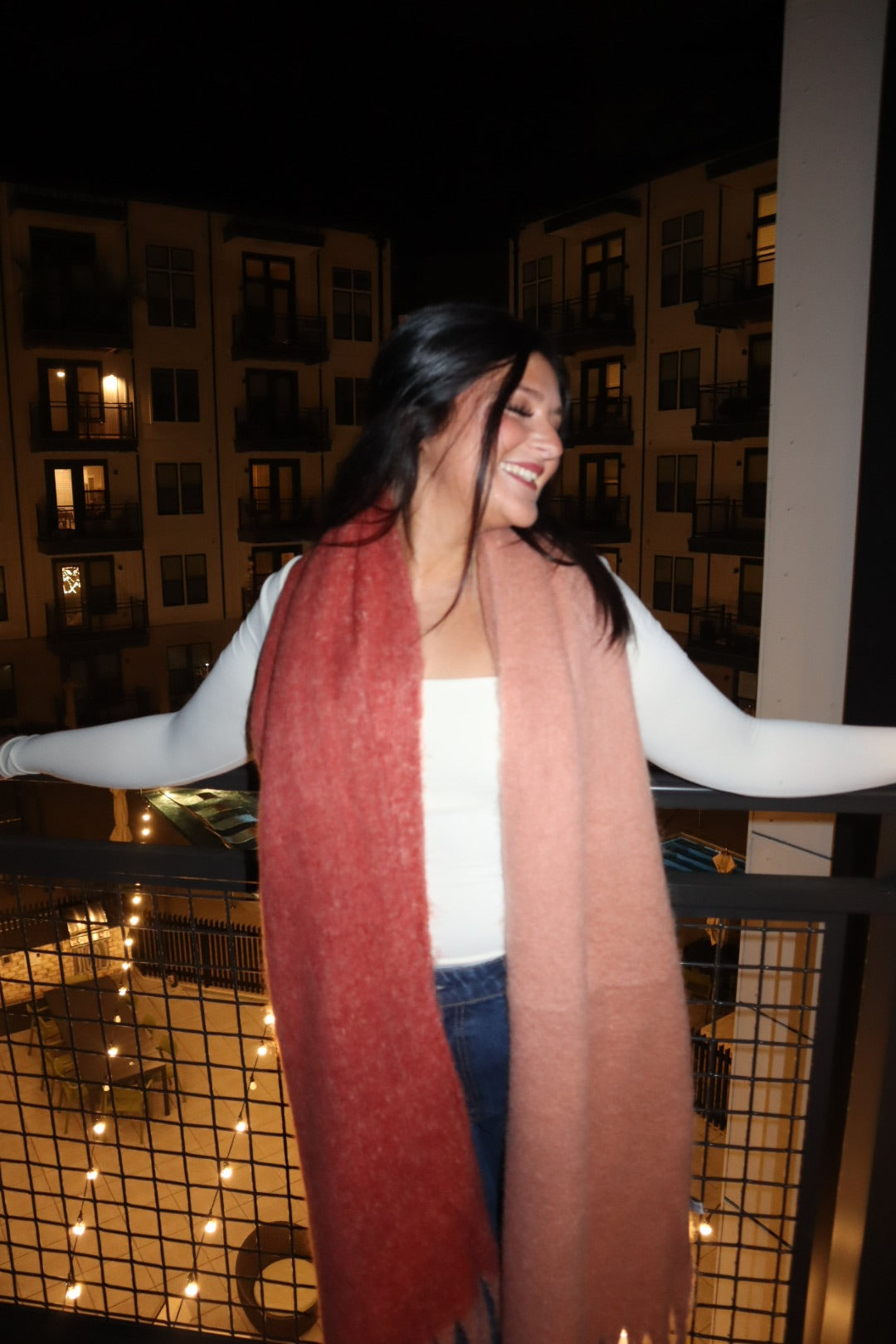 Tate two toned fringe scarf