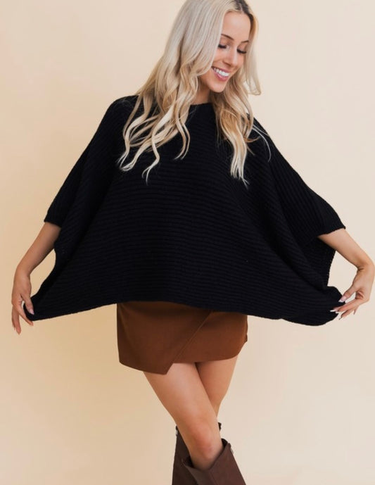 Ariana Black Poncho Top